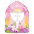 Loonballoon Religious Balloons, 18 inch BLESSED 1ST COMMUNION PINK LOON-LAB-A119100-01-A-P